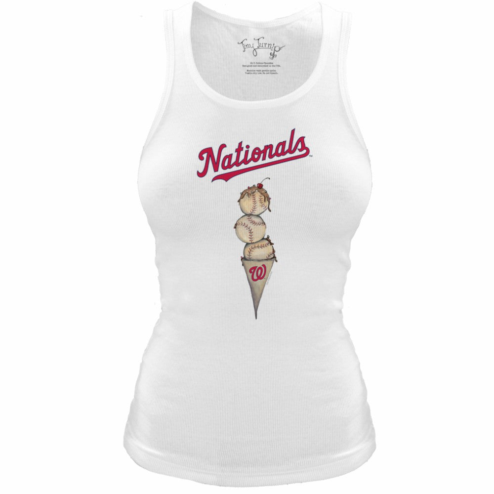 Washington Nationals Tiny Turnip Women's Fitted Triple Scoop Tri-Blend Tank Top - White - MLB Sale