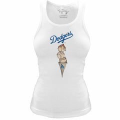 Los Angeles Dodgers Tiny Turnip Women's Fitted Triple Scoop Tri-Blend Tank Top - White - MLB Online