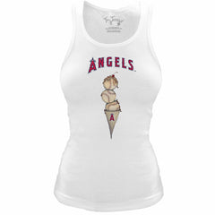 Los Angeles Angels Tiny Turnip Women's Fitted Triple Scoop Tri-Blend Tank Top - White - MLB Discount