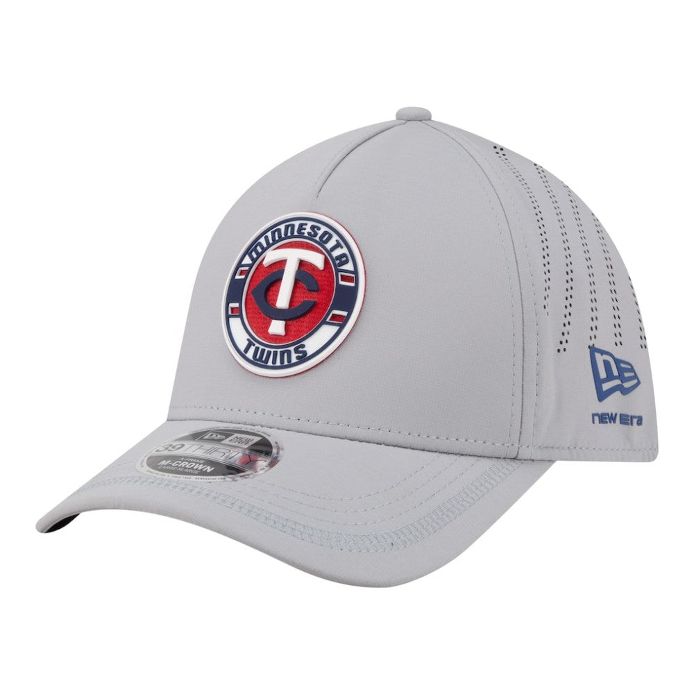 Minnesota Twins New Era Patch 39THIRTY A-Frame M-Crown Perforated Flex Hat - Gray - New Era on Sale
