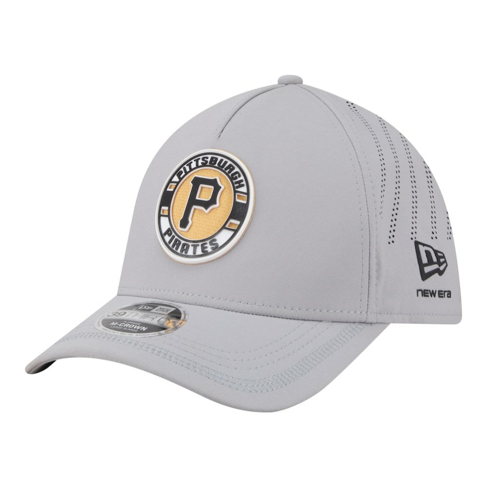 Pittsburgh Pirates New Era Patch 39THIRTY A-Frame M-Crown Perforated Flex Hat - Gray - New Era Online
