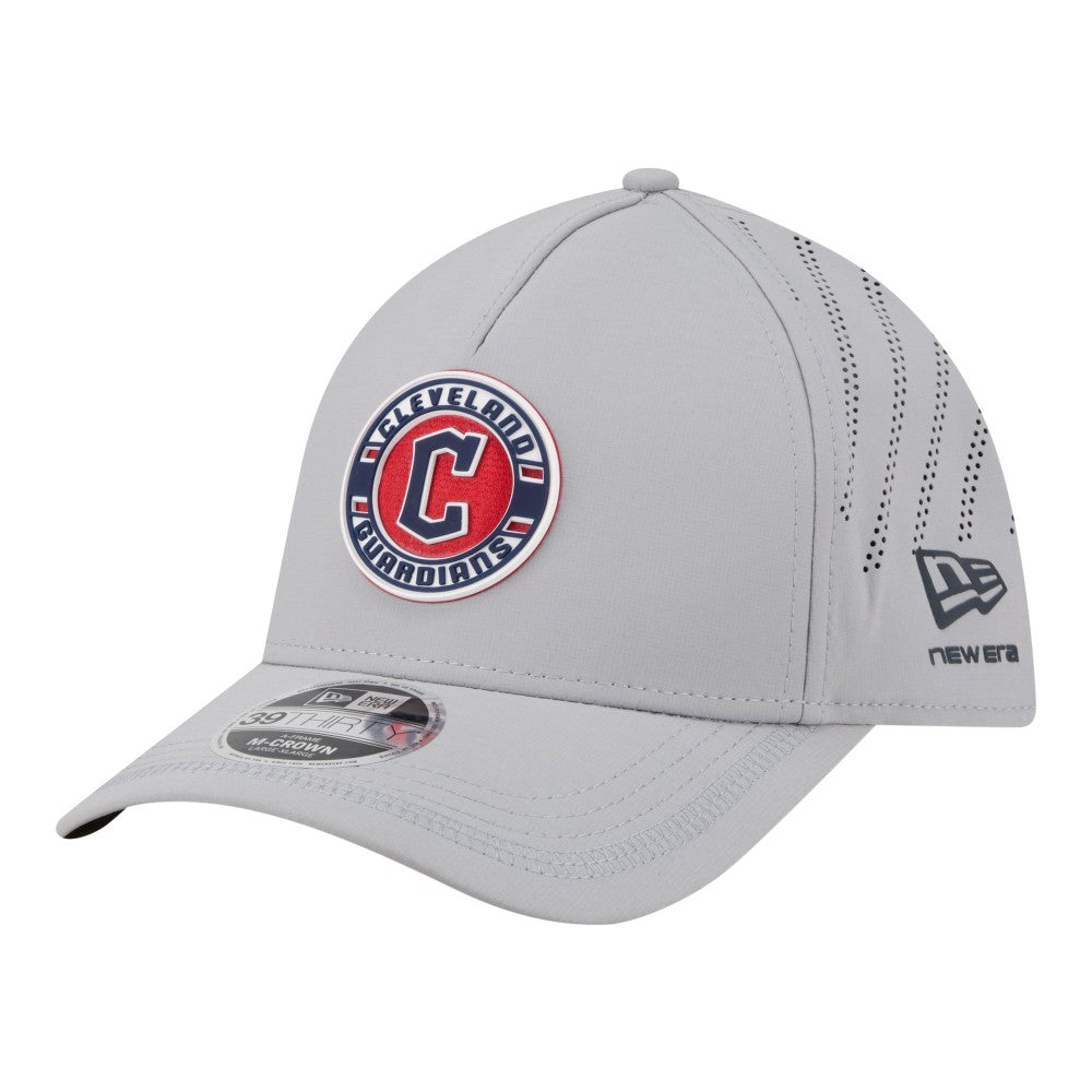 Cleveland Guardians New Era Patch 39THIRTY A-Frame M-Crown Perforated Flex Hat - Gray - New Era Online