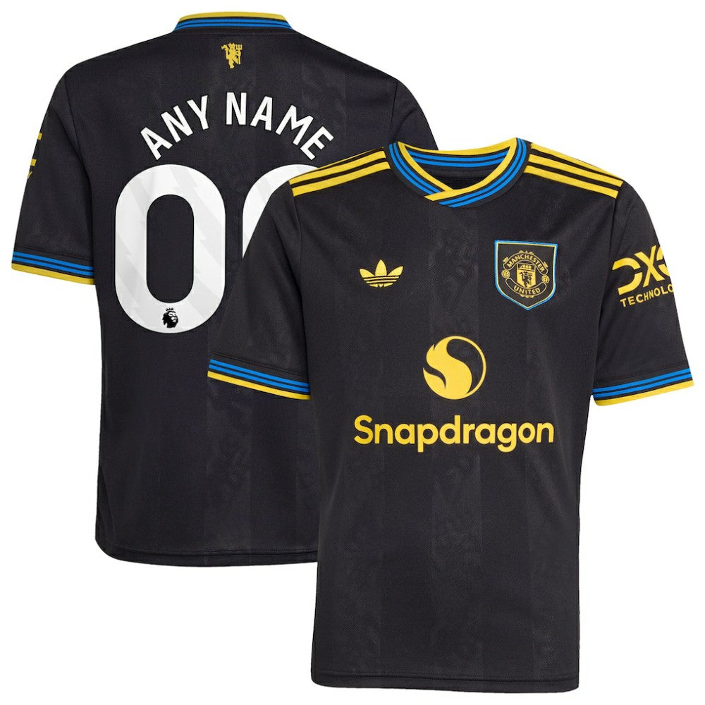 Manchester United Youth 2025/26 Third Replica Custom Jersey Black - Adidas cheap