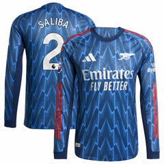 William Saliba Arsenal 2025/26 Away Long Sleeve Player Jersey Blue - Adidas