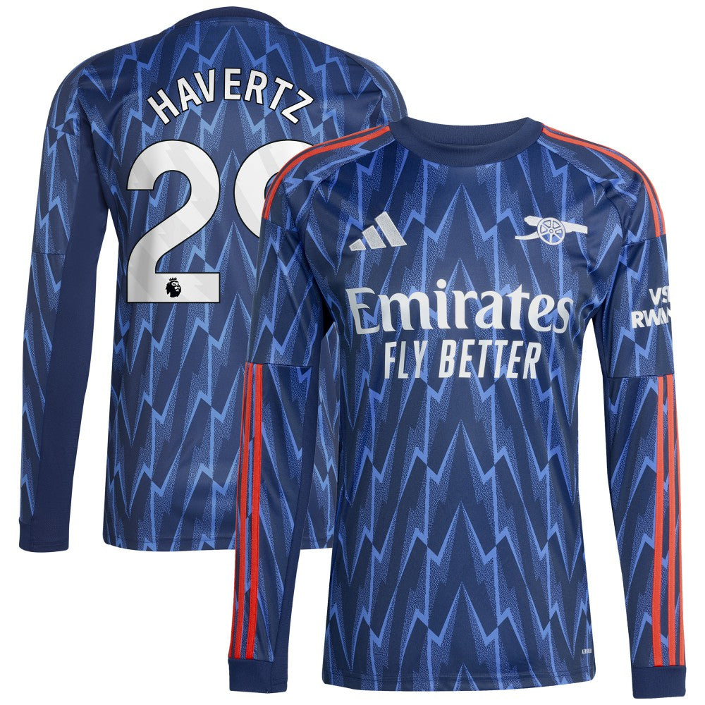 Kai Havertz Arsenal 2025/26 Away Replica Long Sleeve Player Jersey Blue - Adidas Discount