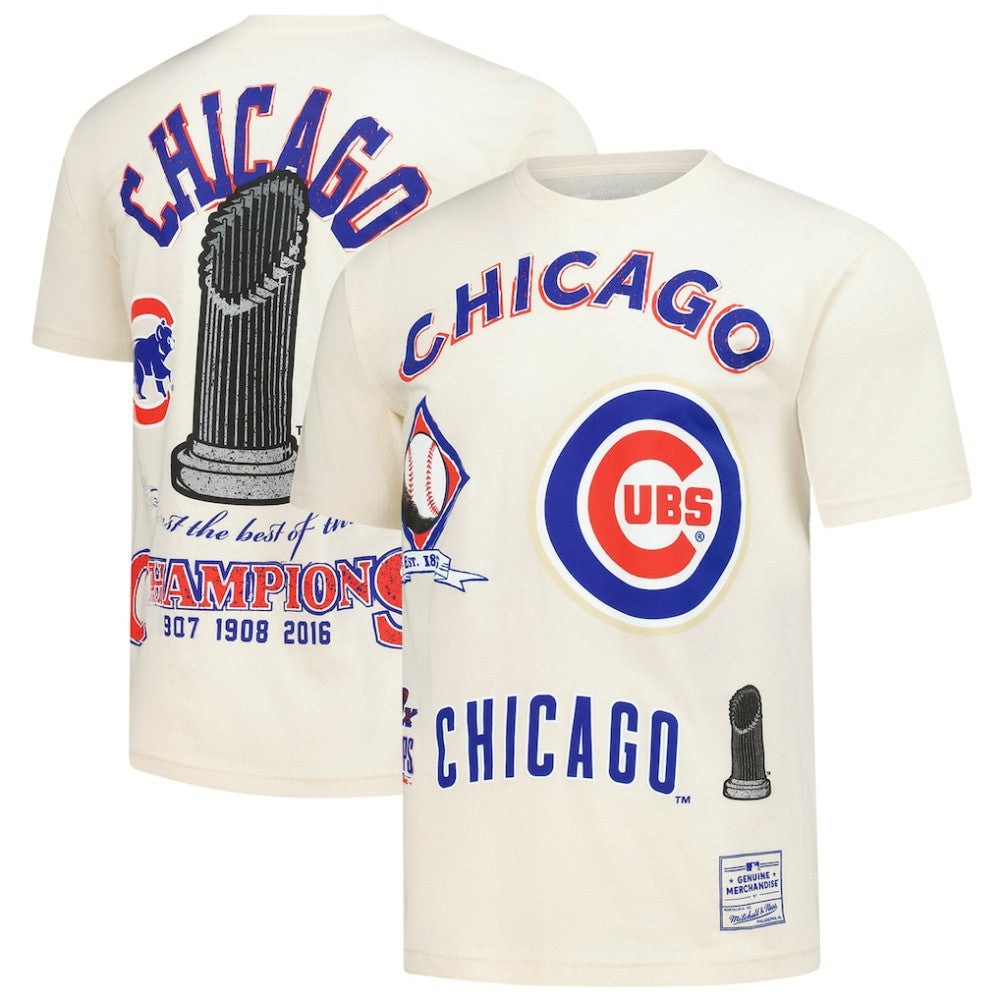 Chicago Cubs Mitchell & Ness Legacy Defined T-Shirt - Cream - Mitchell & Ness Lifestyle