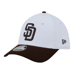 San Diego Padres New Era Youth Baseball 39THIRTY M-Crown Flex Hat - White/Brown - New Era Discount