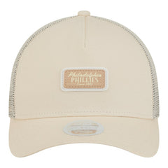 Philadelphia Phillies New Era Women's Tonal Patch 9FORTY M-Crown A-Frame Trucker Adjustable Hat - Light Beige - New Era Discount