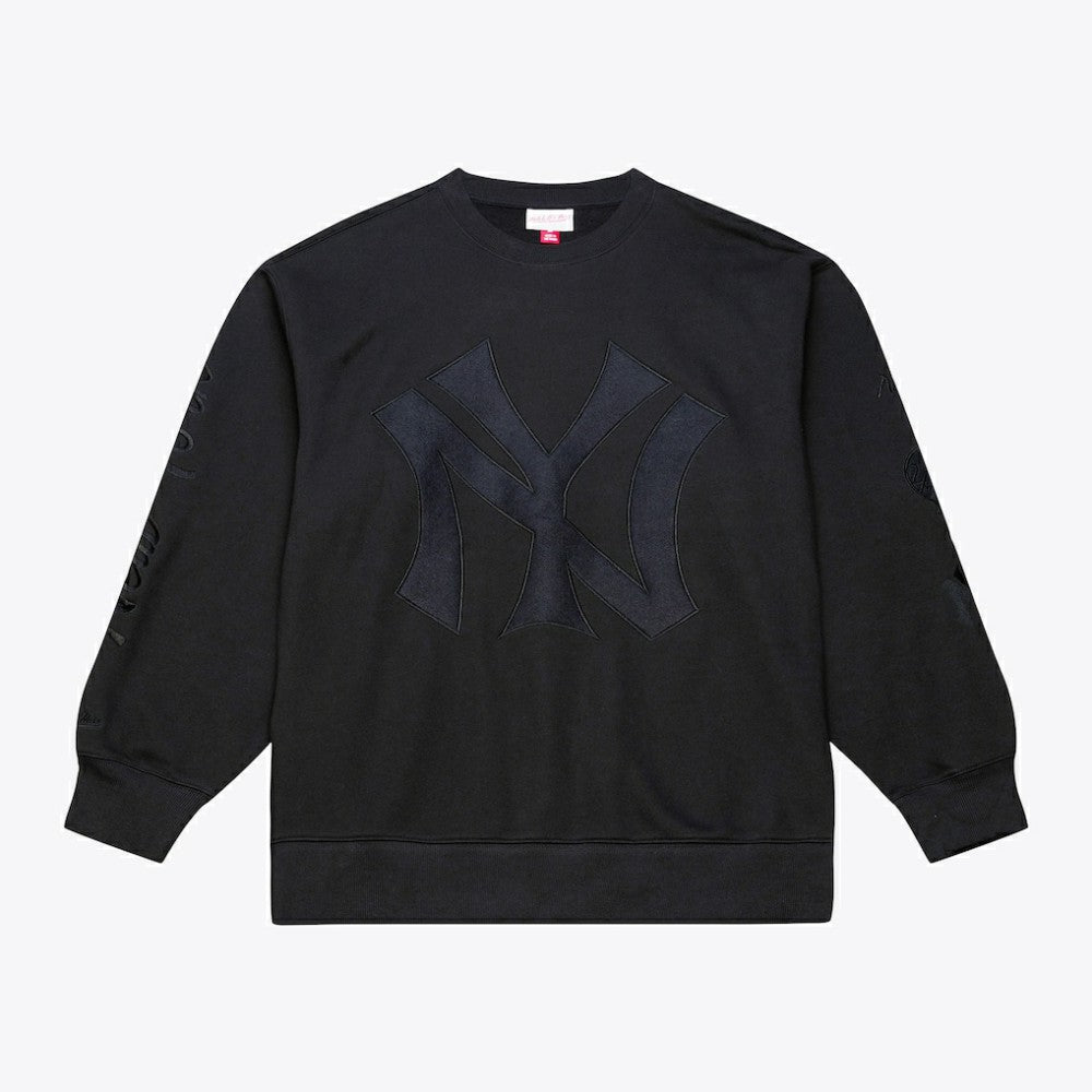 New York Yankees Mitchell & Ness Phantom Fleece Crewneck Sweatshirt - Black - Mitchell & Ness Sale
