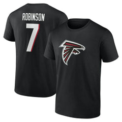 Bijan Robinson Atlanta Falcons Icon Name & Number T-Shirt Black