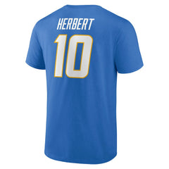 Justin Herbert Los Angeles Chargers Icon Name & Number T-Shirt Powder Blue