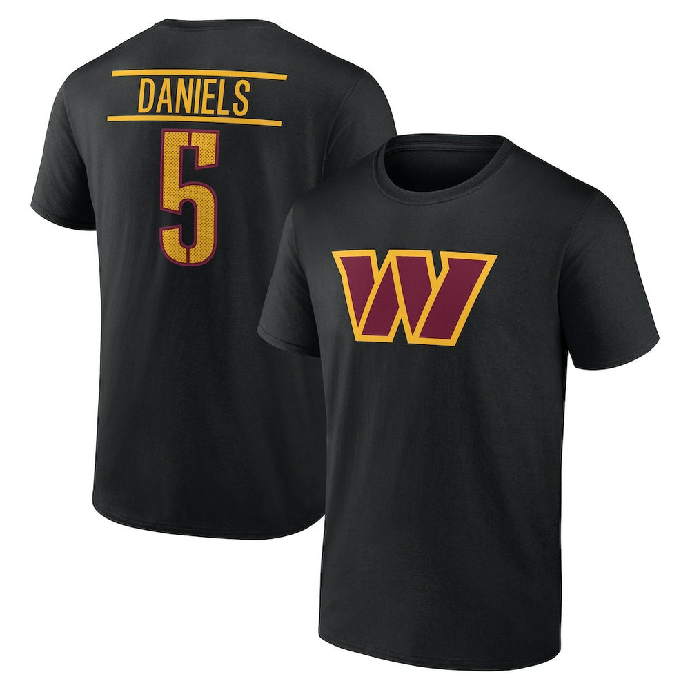 Jayden Daniels Washington Commanders Icon Name & Number T-Shirt Black