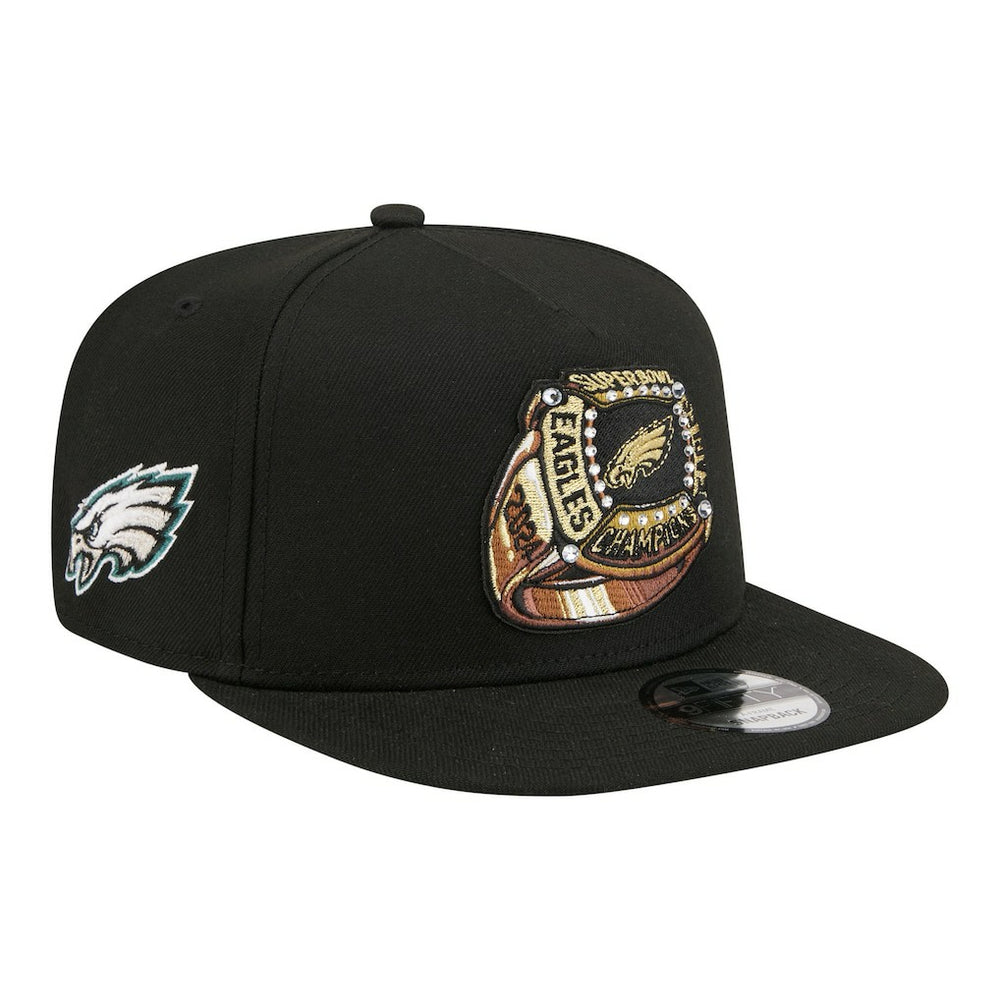 Philadelphia Eagles New Era Super Bowl Ring 9FIFTY A-Frame Adjustable Hat Black