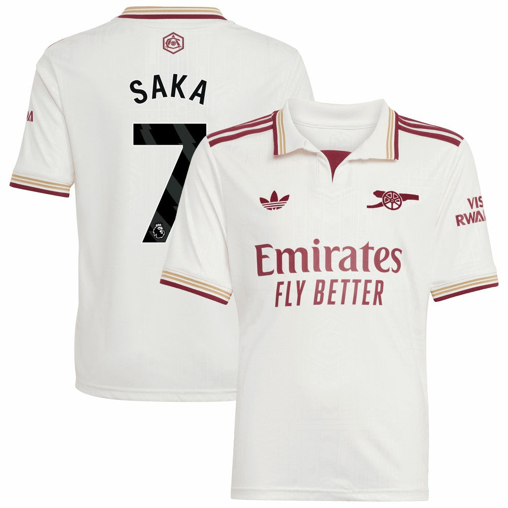 Bukayo Saka Arsenal Youth 2025/26 Third Replica Player Jersey White - Adidas for sale