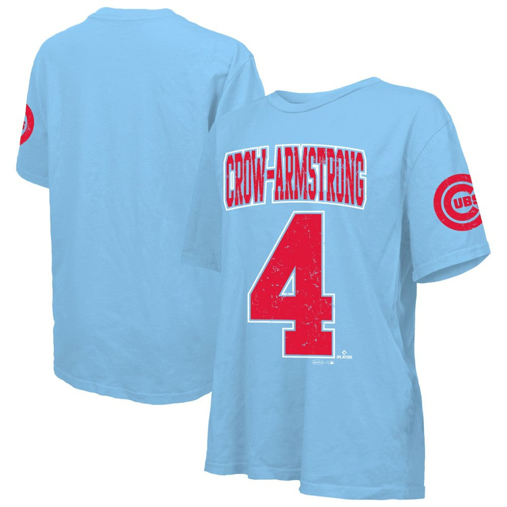 Pete Crow-Armstrong Chicago Cubs Majestic Threads Women's Oversized Name & Number T-Shirt - Light Blue - MLB Discount