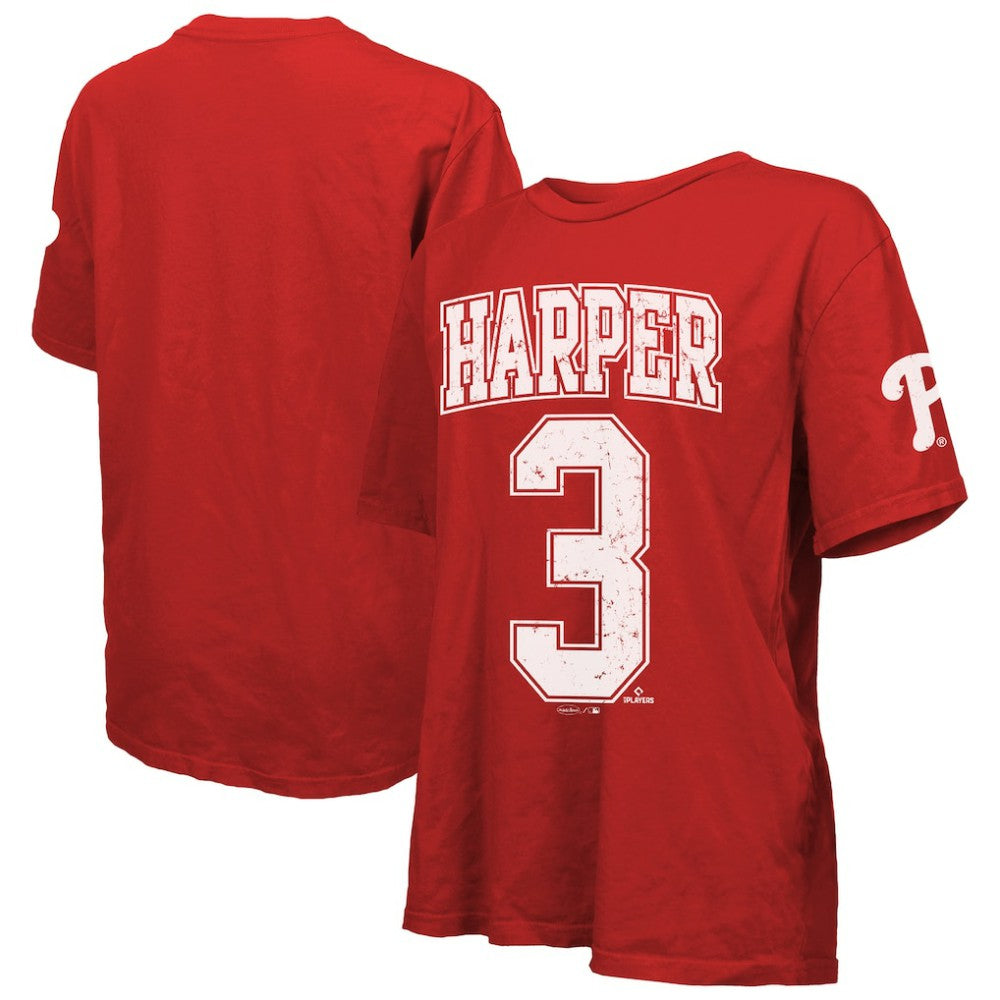 Bryce Harper Philadelphia Phillies Majestic Threads Women's Oversized Name & Number T-Shirt - Red - MLB on Sale