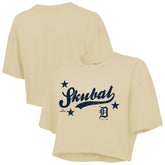 Tarik Skubal Detroit Tigers Majestic Threads Women's Boxy Crop Top - Cream - MLB Discount