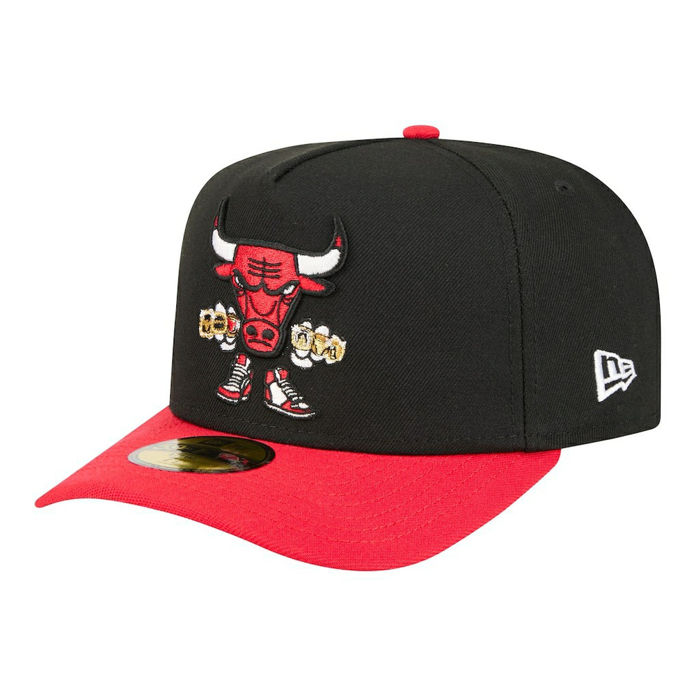 Chicago Bulls Injection Cartoon Logo A-Frame 59FIFTY Fitted Hat Black | New Era for sale