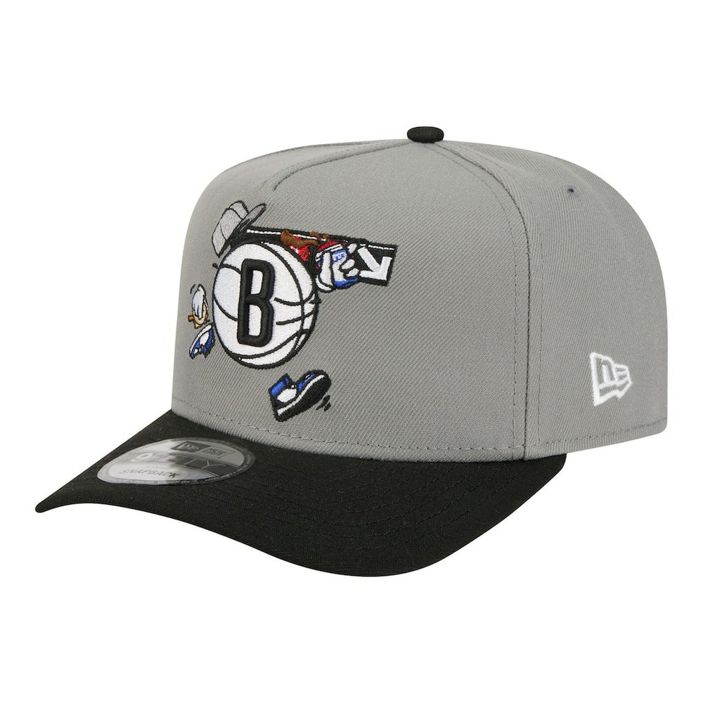 Brooklyn Nets Injection Cartoon Logo A-Frame 9FIFTY Adjustable Hat Gray | New Era