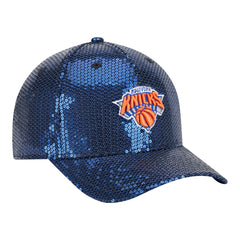 New York Knicks Women's Sequin M-Crown 9FORTY Adjustable Hat Blue | New Era
