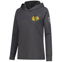 Connor Bedard Chicago Blackhawks Levelwear Women's Impression Name & Number Raglan Hoodie - Charcoal - NHL 203294810