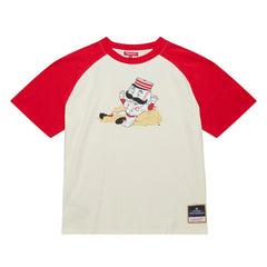 Cincinnati Reds Mitchell & Ness Women's Boyfriend Raglan T-Shirt - Cream - Mitchell & Ness on Sale