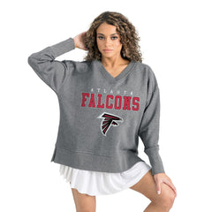 Atlanta Falcons Gameday Couture Women's French Terry V-Neck Pullover Sweatshirt Gray