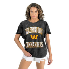 Washington Commanders Gameday Couture Women's Relaxed Flutter Sleeve T-Shirt Black