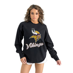 Minnesota Vikings Gameday Couture Women's Oversized Long Sleeve T-Shirt Black