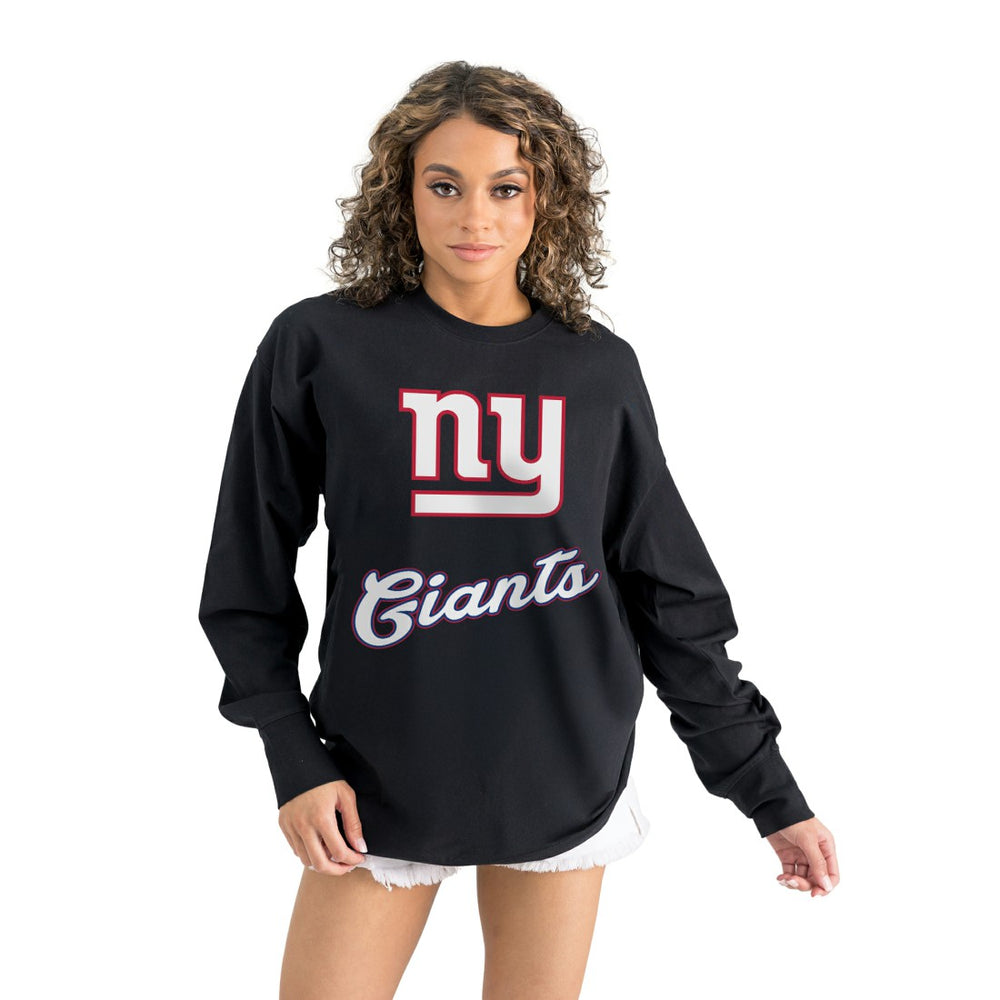 New York Giants Gameday Couture Women's Oversized Long Sleeve T-Shirt Black