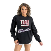 New York Giants Gameday Couture Women's Oversized Long Sleeve T-Shirt Black