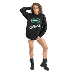New York Jets Gameday Couture Women's Oversized Long Sleeve T-Shirt Black