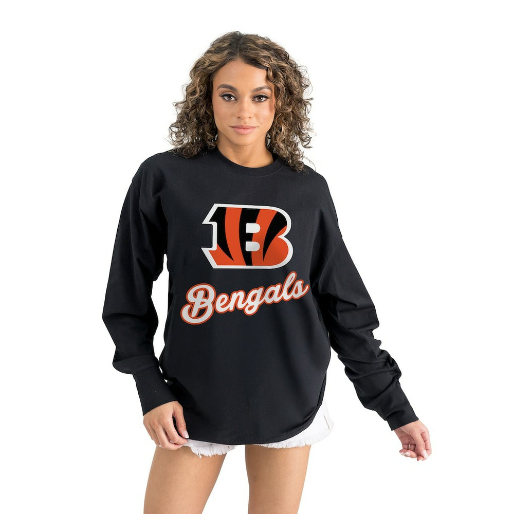 Cincinnati Bengals Gameday Couture Women's Oversized Long Sleeve T-Shirt Black