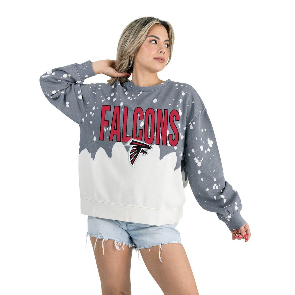 Atlanta Falcons Gameday Couture Women's Oversized Faded Wash Tri-Blend Pullover Sweatshirt Gray