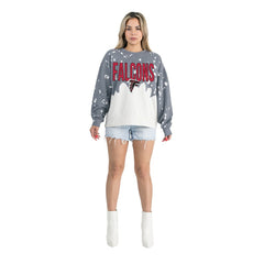 Atlanta Falcons Gameday Couture Women's Oversized Faded Wash Tri-Blend Pullover Sweatshirt Gray