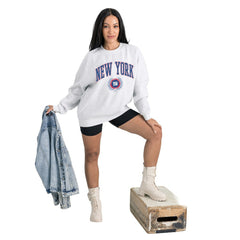 New York Giants Gameday Couture Women's Traditional Logo Oversized Premium Fleece Pullover Sweatshirt Ash