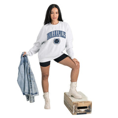 Indianapolis Colts Gameday Couture Women's Traditional Logo Oversized Premium Fleece Pullover Sweatshirt Ash