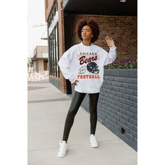 Chicago Bears Gameday Couture Women's Home Turf Oversized Premium Fleece Pullover Sweatshirt Ash