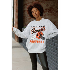 Cincinnati Bengals Gameday Couture Women's Home Turf Oversized Premium Fleece Pullover Sweatshirt Ash
