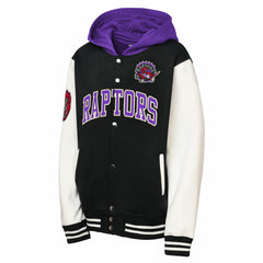 Toronto Raptors Youth Hardwood Classics Courtside Fleece Full-Snap Hooded Jacket Black | Mitchell & Ness US