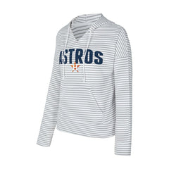 Houston Astros Concepts Sport Women's Liftoff Striped V-Neck Hoodie - White/Gray - MLB Sale