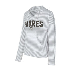 San Diego Padres Concepts Sport Women's Liftoff Striped V-Neck Hoodie - White/Gray - MLB on Sale