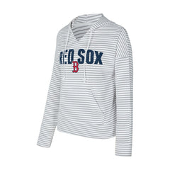 Boston Red Sox Concepts Sport Women's Liftoff Striped V-Neck Hoodie - White/Gray - MLB Online