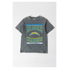 Los Angeles Chargers Gameday Couture Women's Oversized Classic Grind Washed T-Shirt Gray