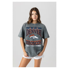 Denver Broncos Gameday Couture Women's Oversized Classic Grind Washed T-Shirt Gray