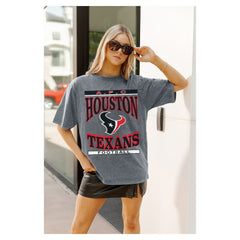 Houston Texans Gameday Couture Women's Oversized Classic Grind Washed T-Shirt Gray