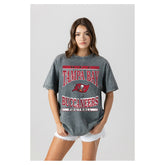 Tampa Bay Buccaneers Gameday Couture Women's Oversized Classic Grind Washed T-Shirt Gray