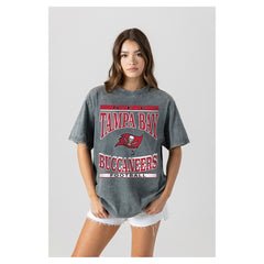 Tampa Bay Buccaneers Gameday Couture Women's Oversized Classic Grind Washed T-Shirt Gray