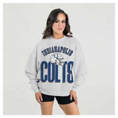 Indianapolis Colts Gameday Couture Women's Fierce Focus Premium Oversized Fleece Pullover Sweatshirt Ash
