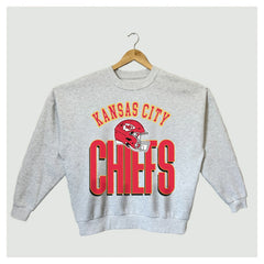 Kansas City Chiefs Gameday Couture Women's Fierce Focus Premium Oversized Fleece Pullover Sweatshirt Ash